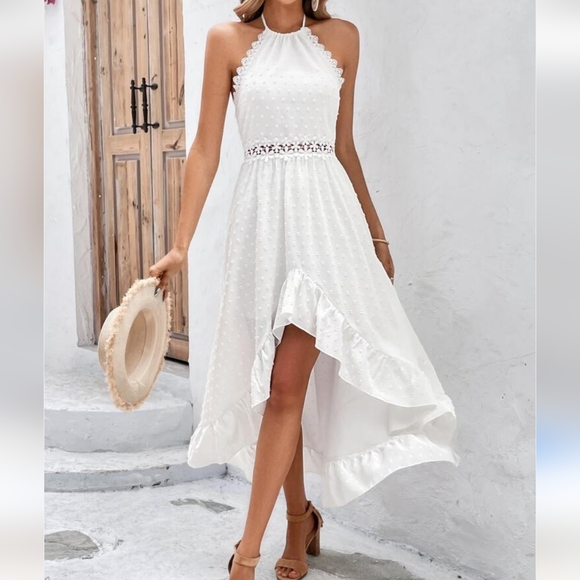 SHEIN Dresses & Skirts - SHEIN Women White High Low Halter Dress Size Large